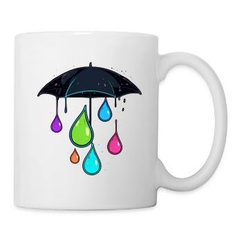 Bunter Regenschirm - Tasse - Weiß - Rechts
