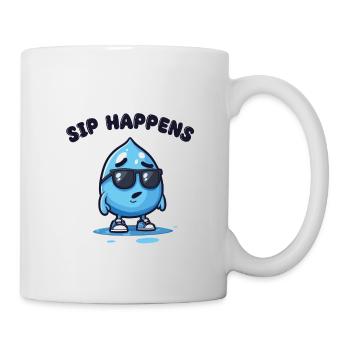 sip happens - Wassertropfen Comicfigur - Tasse - Weiß - Rechts