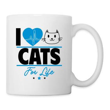 J’aime les chats pour toujours - pour les vrais fans de chats ! - Mug blanc - blanc - Droite