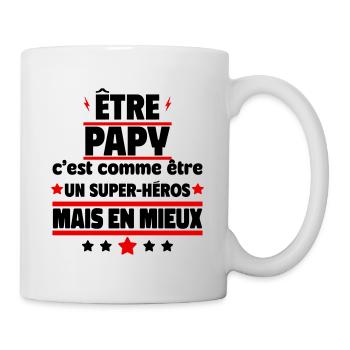 Être papy, c'est mieux qu'un super-héros - Mug blanc - blanc - Droite