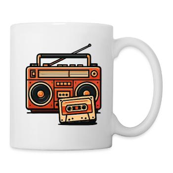 Retro boombox and cassette - Mug - white - Right