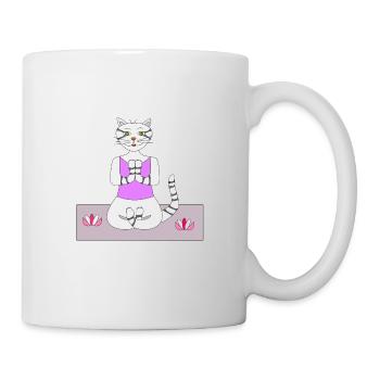 Yogakatze Yoga Katze Wellness Entspannung - Tasse - Weiß - Rechts