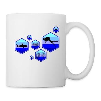 Taucher Korallen Hai Delphin Seepferdchen Fische - Tasse - Weiß - Rechts
