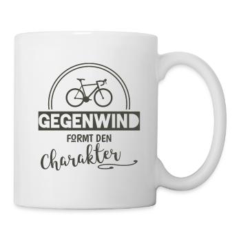 Gegenwind Formt Den Charakter - Fahrrad,Motivation - Tasse - Weiß - Rechts