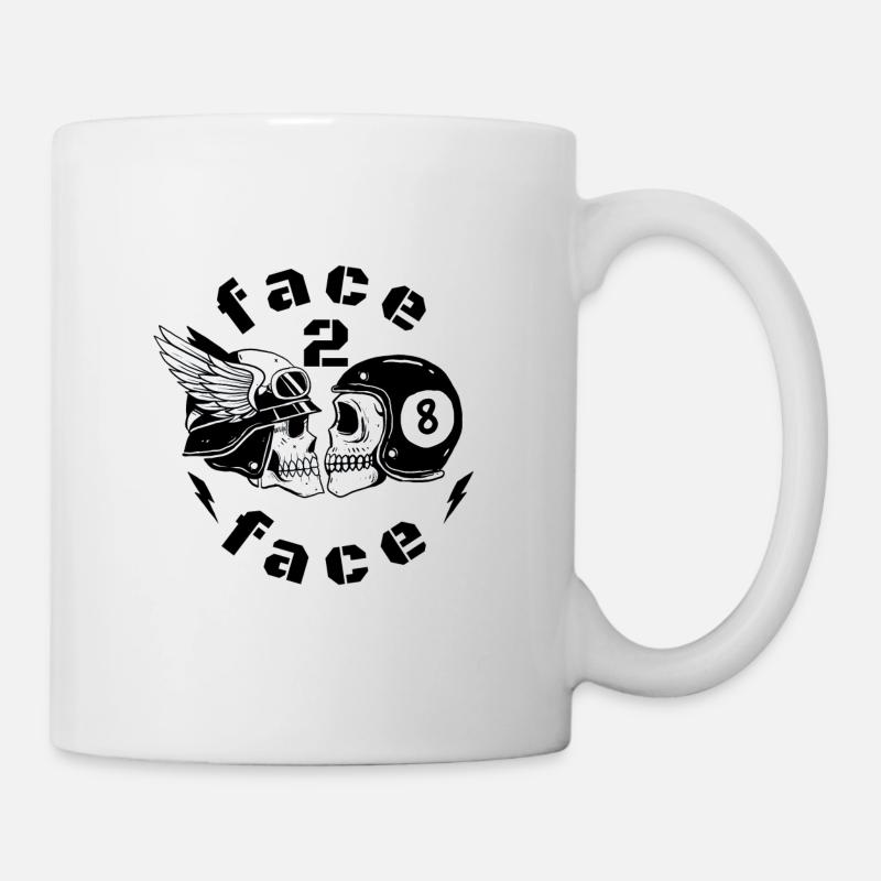 face to face, Totenkopf, Biker - Tasse - Weiß
