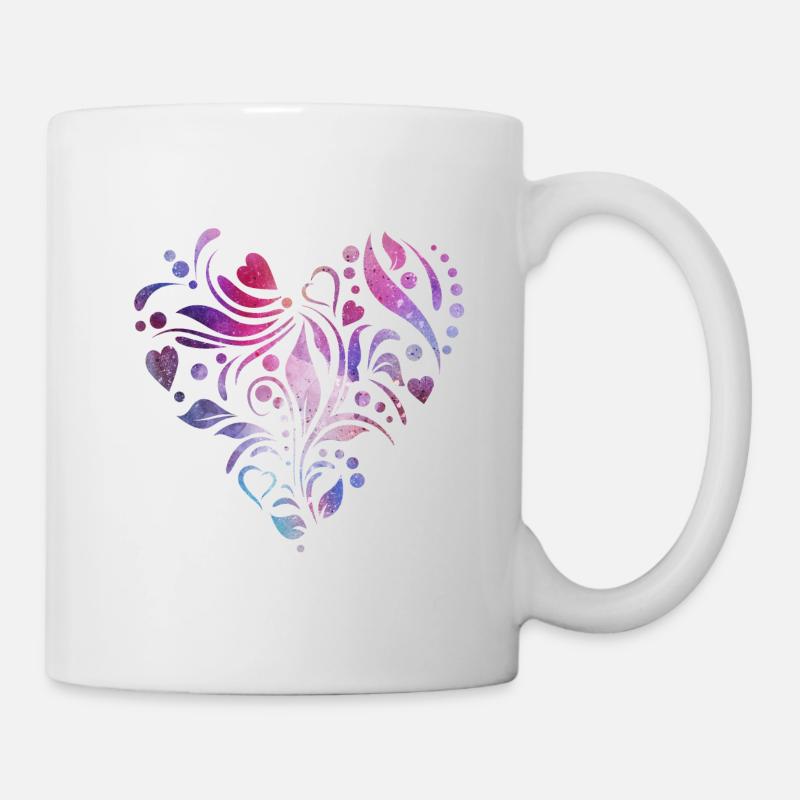 Herz im Tribal-Stil - Tasse - Weiß