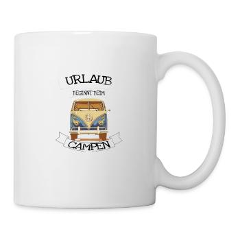 Holidays begin with camping - Mug - white - Right
