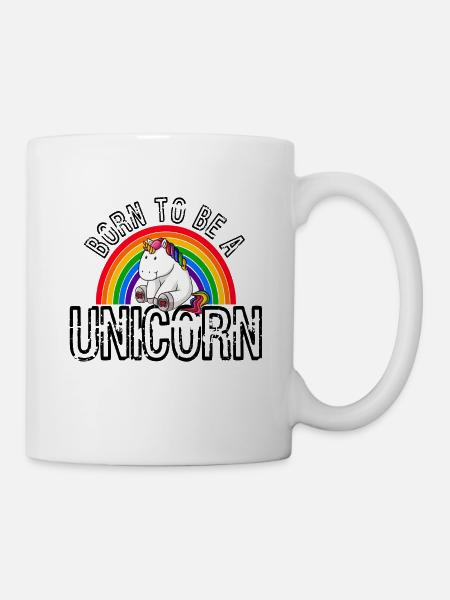 Born to be a unicorn Gay Pride LGBT Regenbogen - Tasse - Weiß