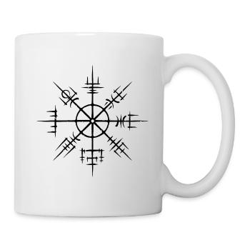 Wikinger Kompass Vegvisir Pinselstrich - Tasse - Weiß - Rechts
