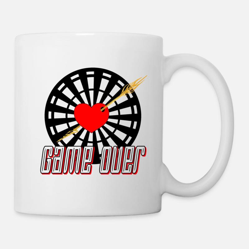 Dartscheibe mit Pfeil im Herz Game over - Tasse - Weiß