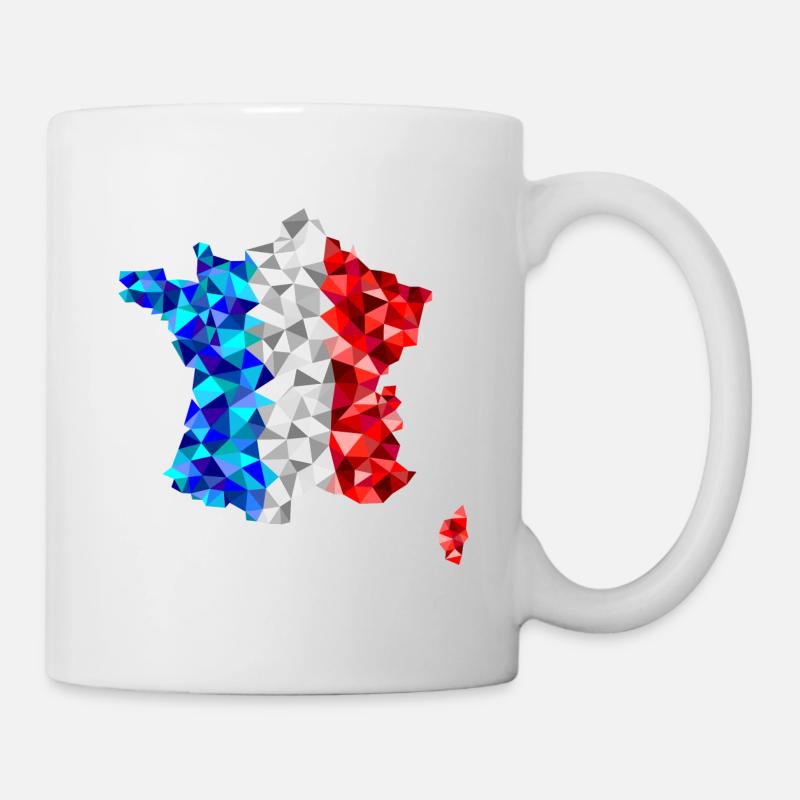 Frankreich im low poly Diamant Stil - Tasse - Weiß