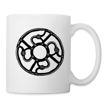 Traditioneller Germanischer Zierscheiben Schmuck - Tasse - Weiß - Rechts
