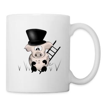 Pig New Year's Eve good luck - Mug - white - Right
