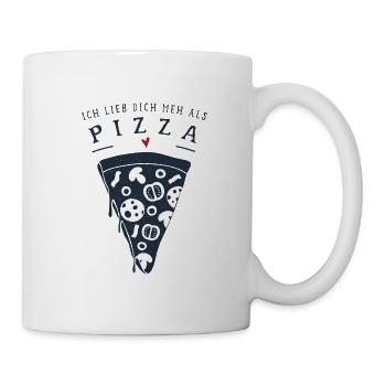 Schweizerdeutsch - Ich liebe dich mehr als Pizza - Tasse - Weiß - Rechts