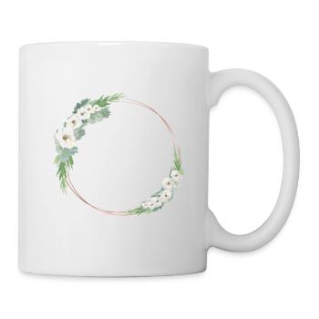 Customizable rose gold green white floral wreath - Mug - white - Right