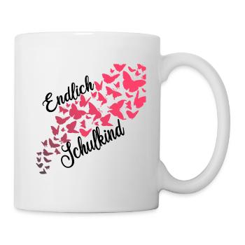 Enfin écolier disant papillon d'inscription scolaire - Mug blanc - blanc - Droite