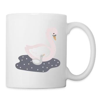 Maman cygne avec bébé fille cygne - Mug blanc - blanc - Droite