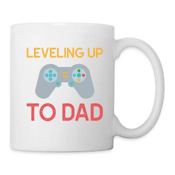 Leveling up to dad Vater Opa Onkel Geschenk - Tasse - Weiß - Rechts