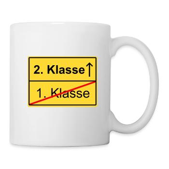 Ortsschild 1 Klasse 2 Klasse Schild Schule - Tasse - Weiß - Rechts