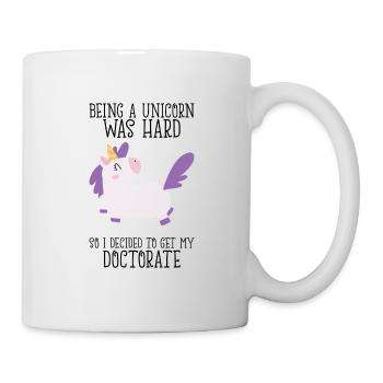 PhD unicorn saying university gift - Mug - white - Right