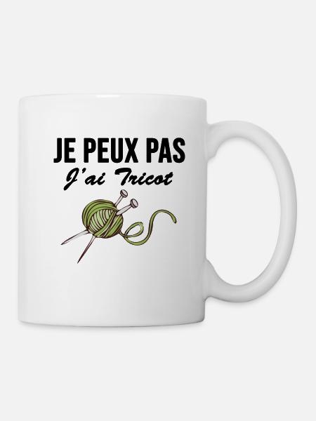 Je peux pas j ai tricot - Mug blanc - blanc