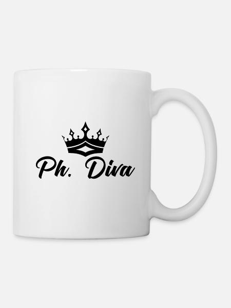 Cadeau de graduation de la couronne de diva de doctorat - Mug blanc - blanc