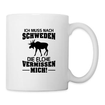 Schweden elche Geschenk Spruch Flagge Norden - Tasse - Weiß - Rechts