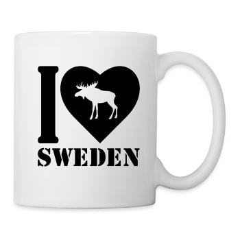 J'aime le cadeau de la Suède disant drapeau nord - Mug blanc - blanc - Droite