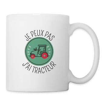 Je peux pas j'ai tracteur agricole agriculture - Mug blanc - blanc - Droite