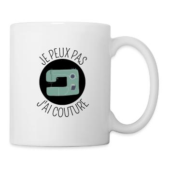 Je peux pas j'ai couture tissu tricot coudre - Mug blanc - blanc - Droite