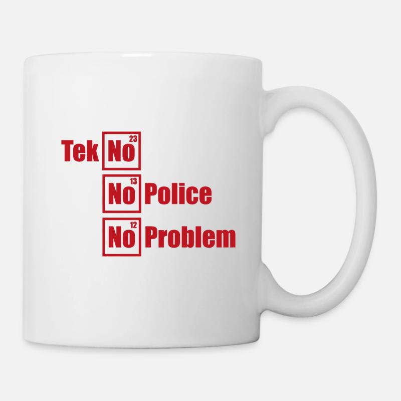 Tekno Techno No Police No Problem Raving - Tasse - Weiß