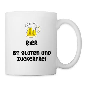 Bier ist gluten und zuckerfrei - Tasse - Weiß - Rechts