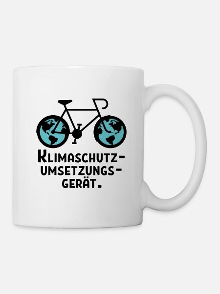 Klimaschutz sport Geschenk Fahrrad Radfahrer - Tasse - Weiß