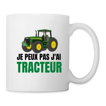 je peux pas j'ai tracteur vert t shirt humour - Mug blanc - blanc - Droite