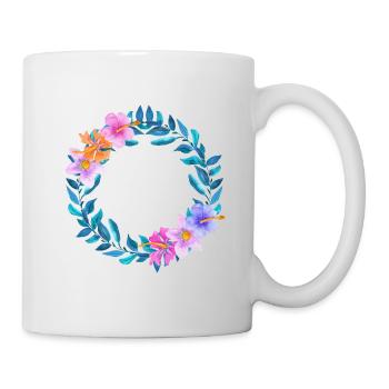 Flower wreath flowers flower vine hibiscus - Mug - white - Right