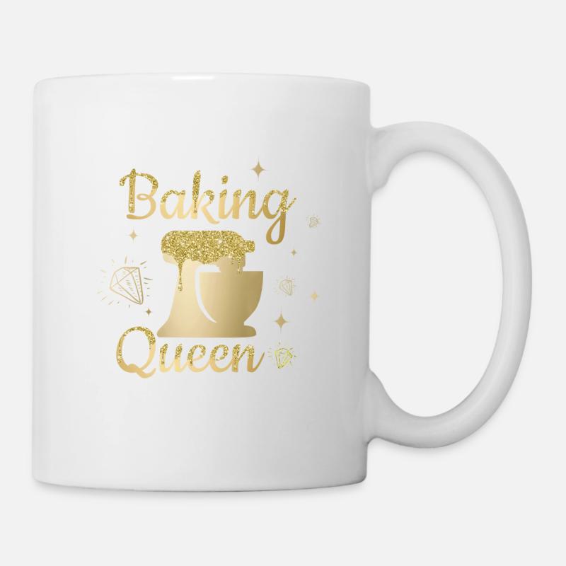 "Baking Queen" Glitter personalisierbar - Tasse - Weiß