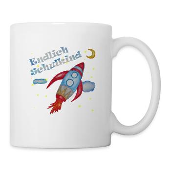 Rakete Himmel endlich Schulkind wolke - Tasse - Weiß - Rechts