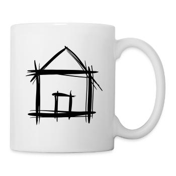 Haus, Schuppen, Hand gezeichnet, Scheune, Heim - Tasse - Weiß - Rechts