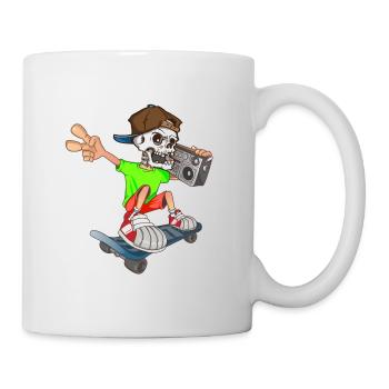 Lustiger Skater mit Musikbox - Tasse - Weiß - Rechts
