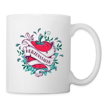 Paprika-Herz für Veganer Vegetarier nachhaltig - Tasse - Weiß - Rechts