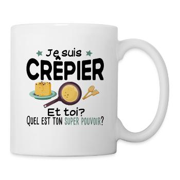 Crêpier Crêpe Super Pouvoirs Cadeau Humour Gaufre - Mug blanc - blanc - Droite