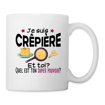 Crêpière Crêpe Super Pouvoirs Cadeau Humour Gaufre - Mug blanc - blanc - Droite
