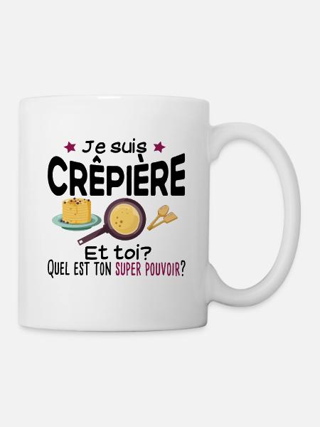 Crêpière Crêpe Super Pouvoirs Cadeau Humour Gaufre - Mug blanc - blanc