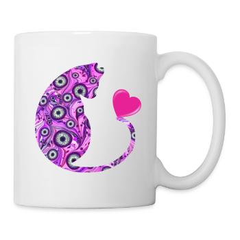 katze mit herz e 6 - Tasse - Weiß - Rechts