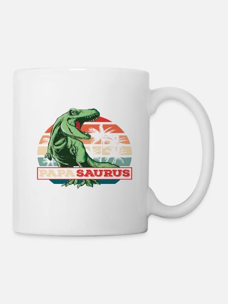 Papasaurus Father's Day Dinosaur T-Rex Gift Idea - Mug - white