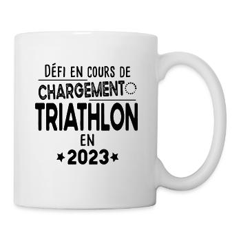 2023 Triathlon Triathlète Natation Vélo Course - Mug blanc - blanc - Droite