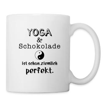 yoga und schokolade - Tasse - Weiß - Rechts