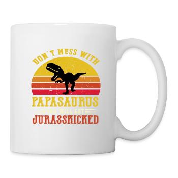 Papasaurus - père, père, fête des pères, cadeau, famille - Mug blanc - blanc - Droite