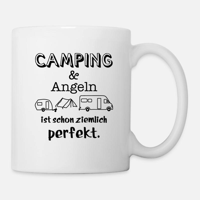 camping und angeln - Tasse - Weiß
