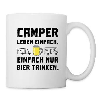 camper leben einfach bier trinken - Tasse - Weiß - Rechts